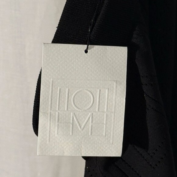 Totême Monogram Pointelle Knit Wide Leg Trousers Black M NWT - Picture 4 of 9